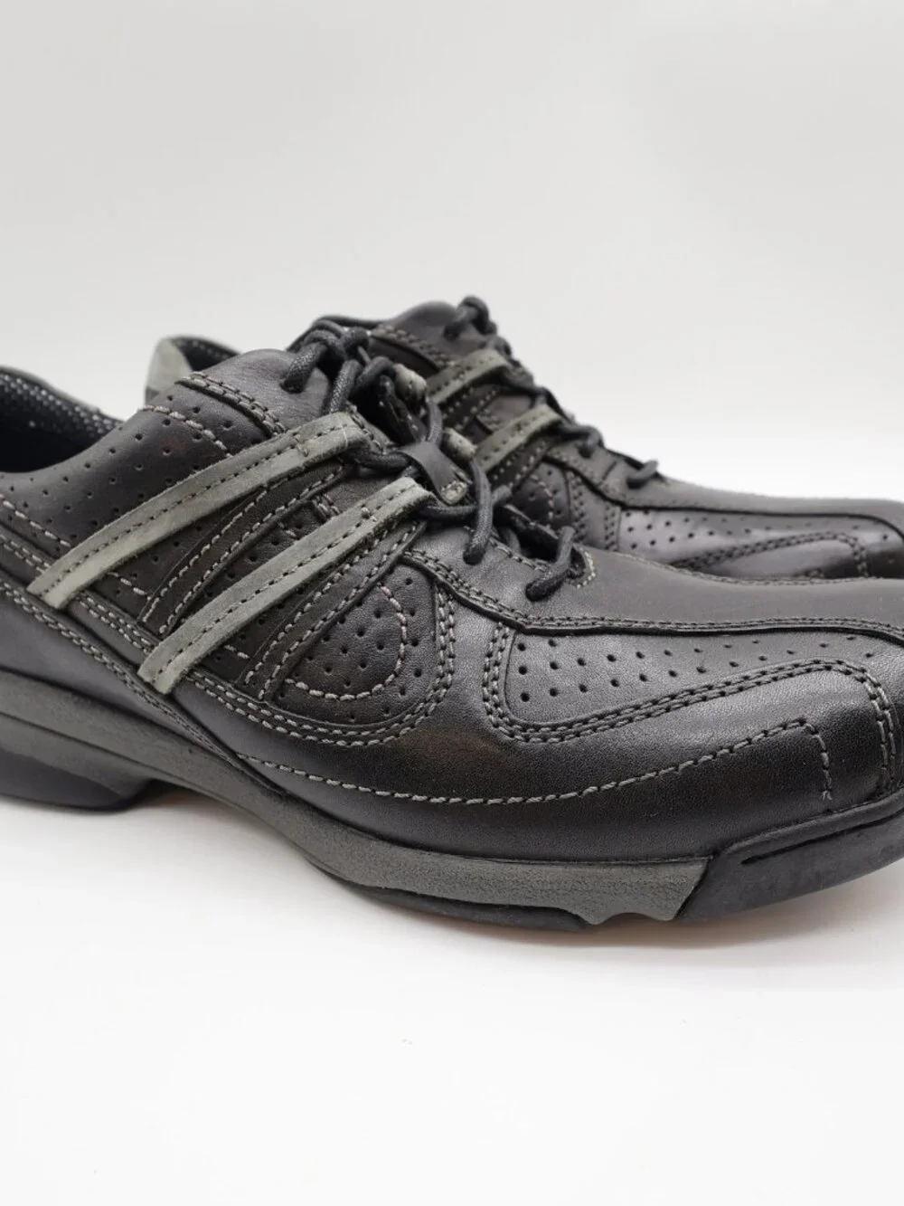 Hush Puppies Integrate Shoes Mens 9 Black Leather Comfort Walking H101169 NOS